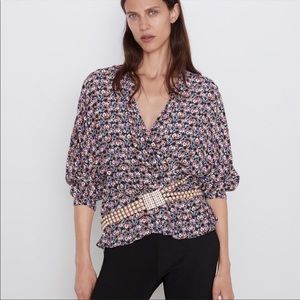 Zara Wrap Floral Long Sleeve Top